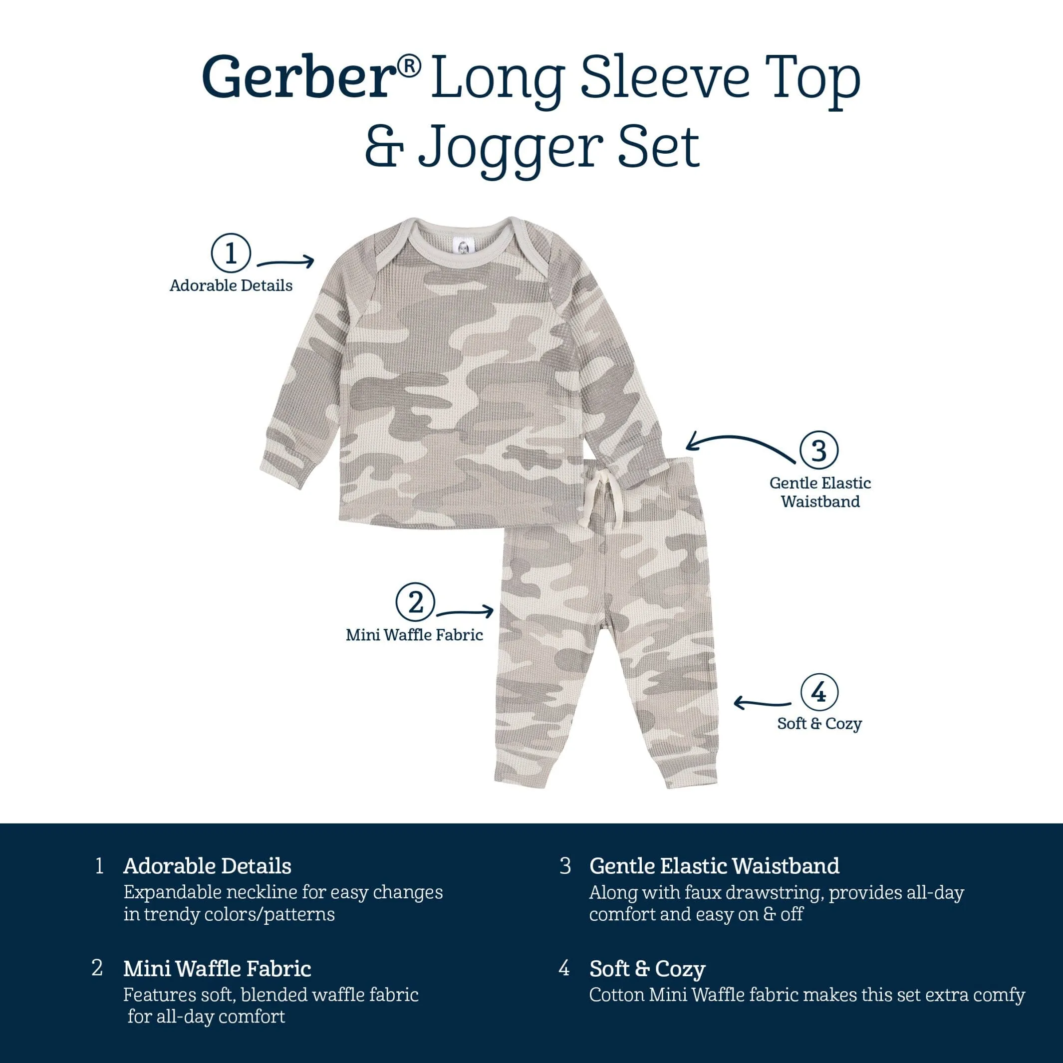 2-Piece Baby Boys Camo Top & Jogger Set