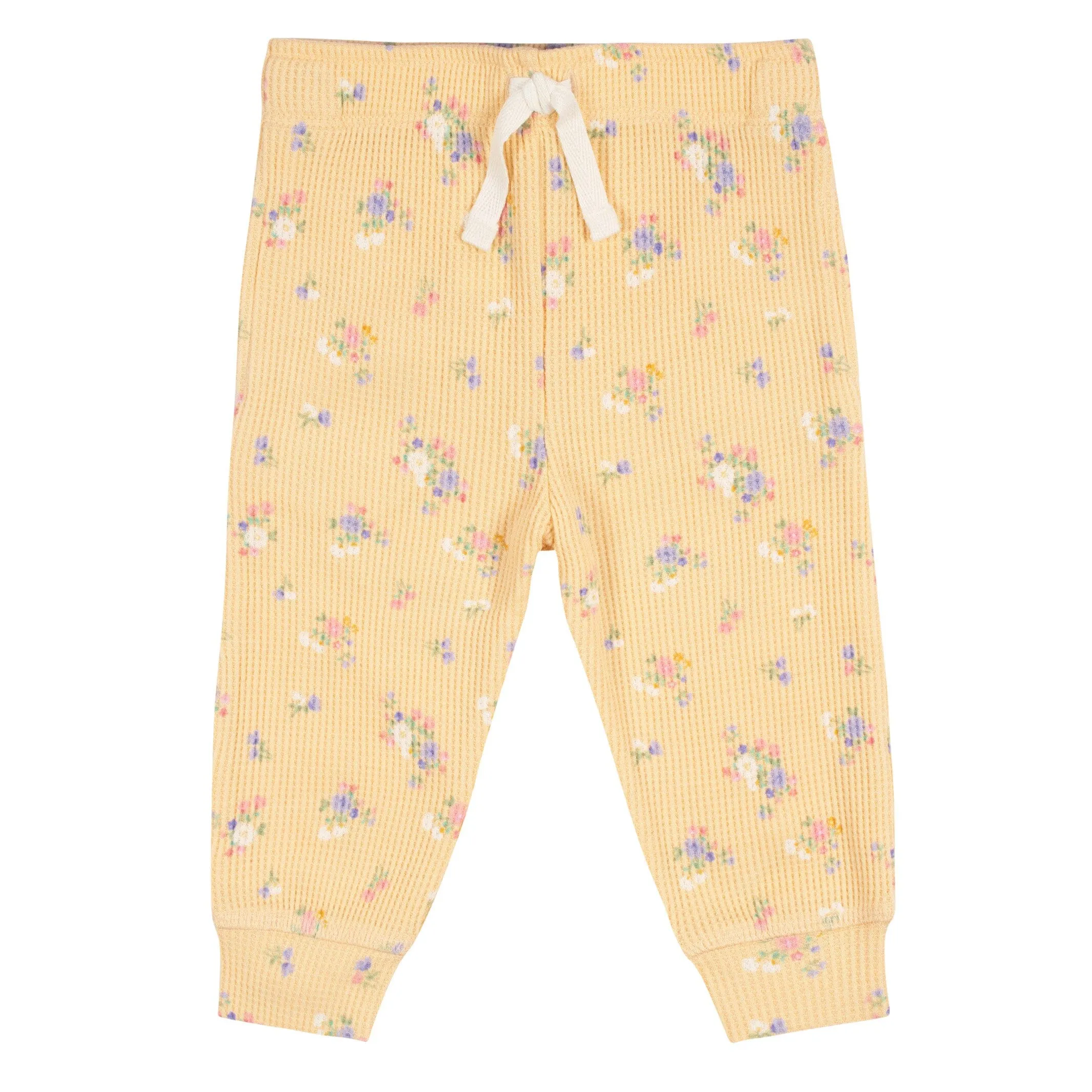 2-Piece Baby Girls Yellow Floral Top & Jogger Set