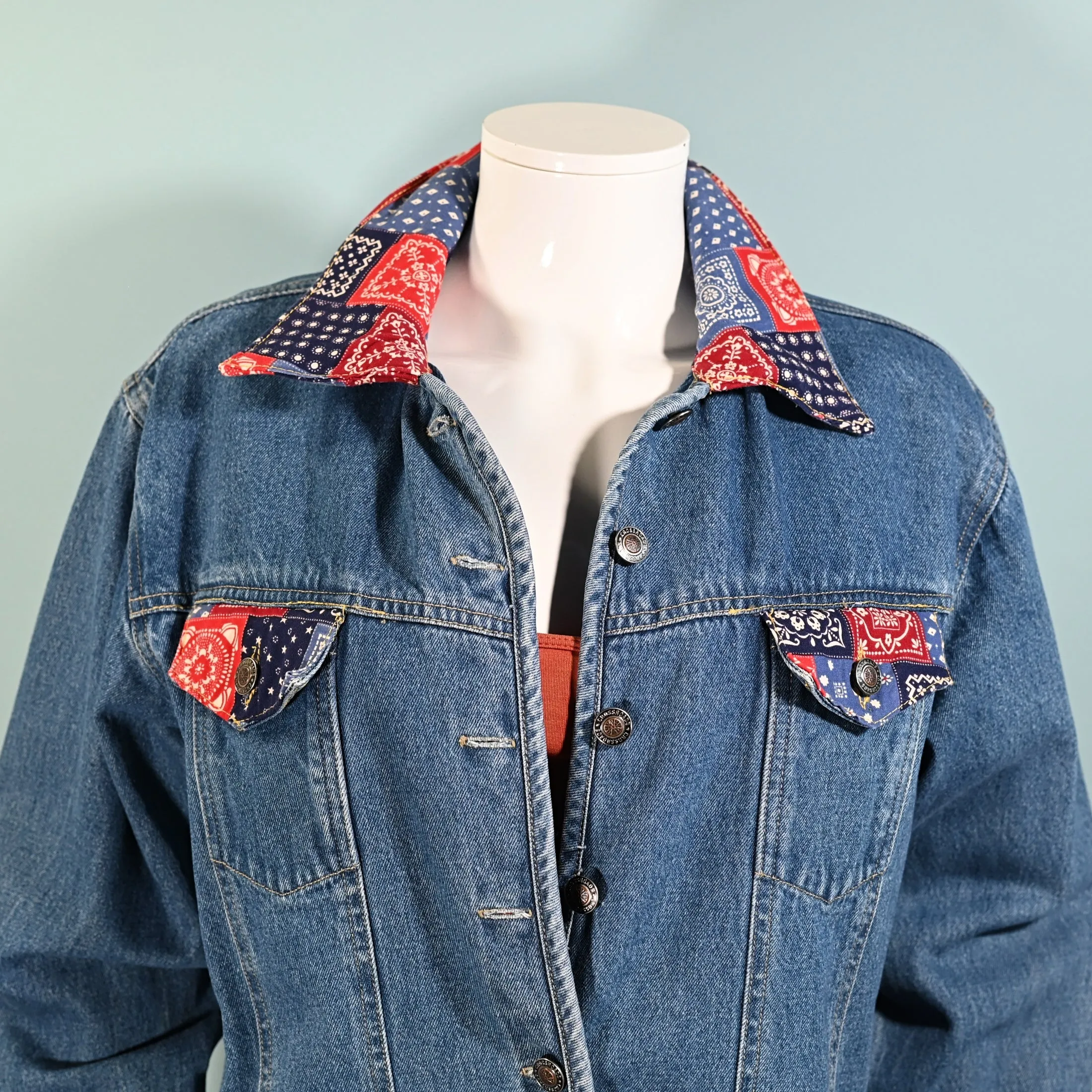 90s Denim Chore Jacket Bandana Accents L