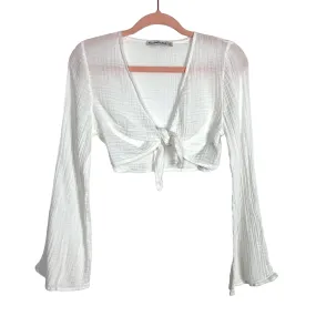 Abercrombie & Fitch White Gauze with Bell Sleeves and Front Tie Crop Top- Size S (we have matching pants)