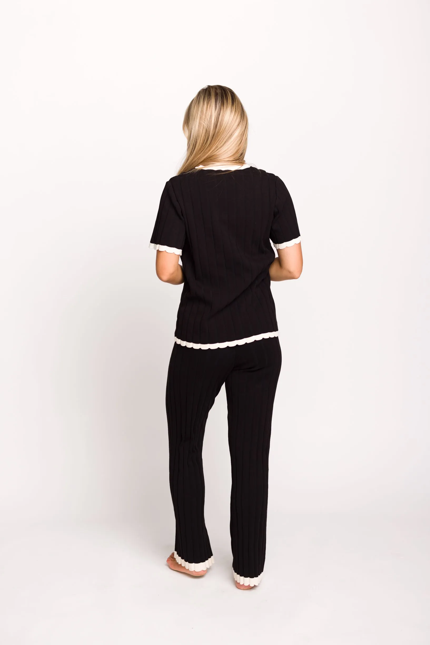 Adele Ribbed Knit Top and Pants Set in Black (Orig: $148) $30 off for B-day Sale