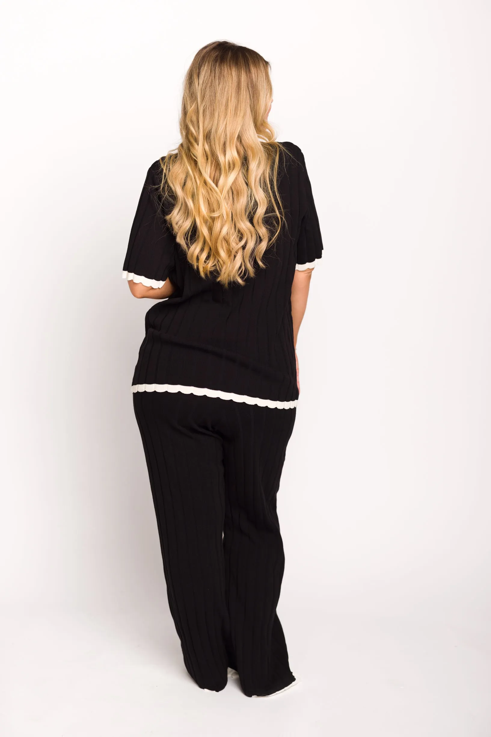 Adele Ribbed Knit Top and Pants Set in Black (Orig: $148) $30 off for B-day Sale