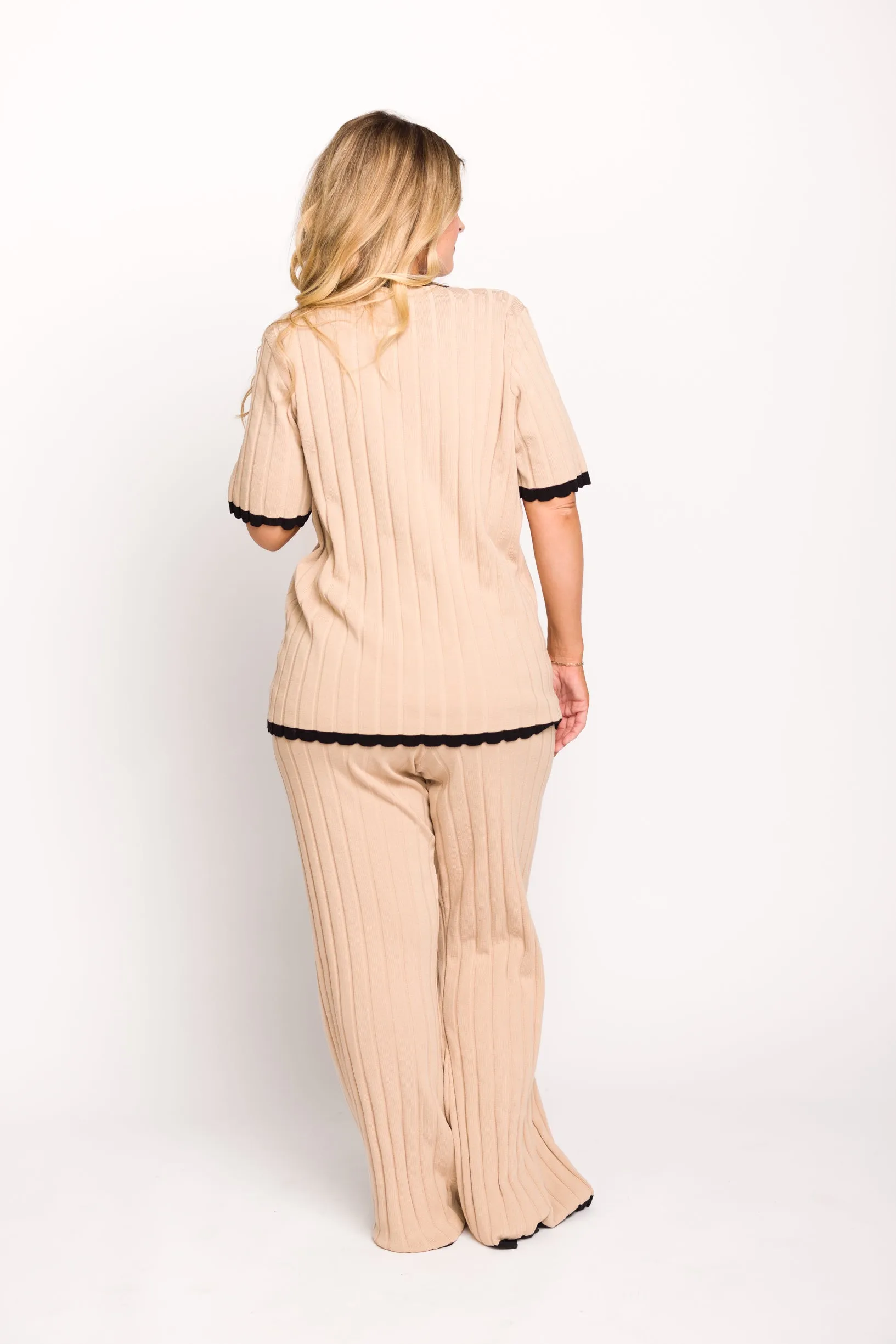 Adele Ribbed Knit Top and Pants Set in Light Taupe  (Orig: $148) $30 off for B-day Sale