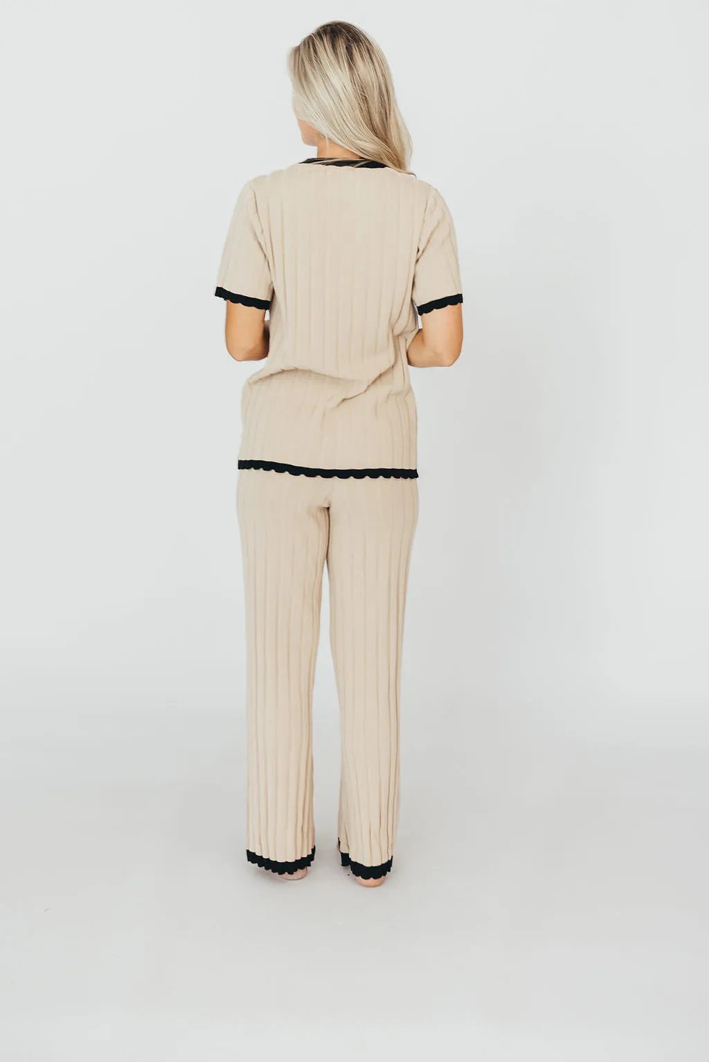 Adele Ribbed Knit Top and Pants Set in Light Taupe  (Orig: $148) $30 off for B-day Sale