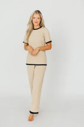 Adele Ribbed Knit Top and Pants Set in Light Taupe  (Orig: $148) $30 off for B-day Sale