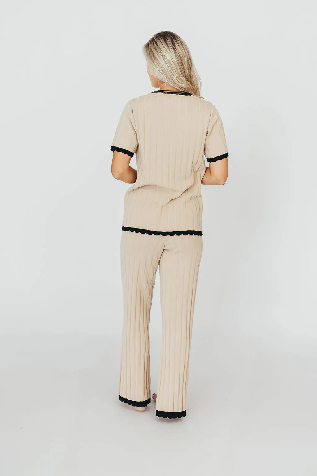 Adele Ribbed Knit Top and Pants Set in Light Taupe  (Orig: $148) $30 off for B-day Sale