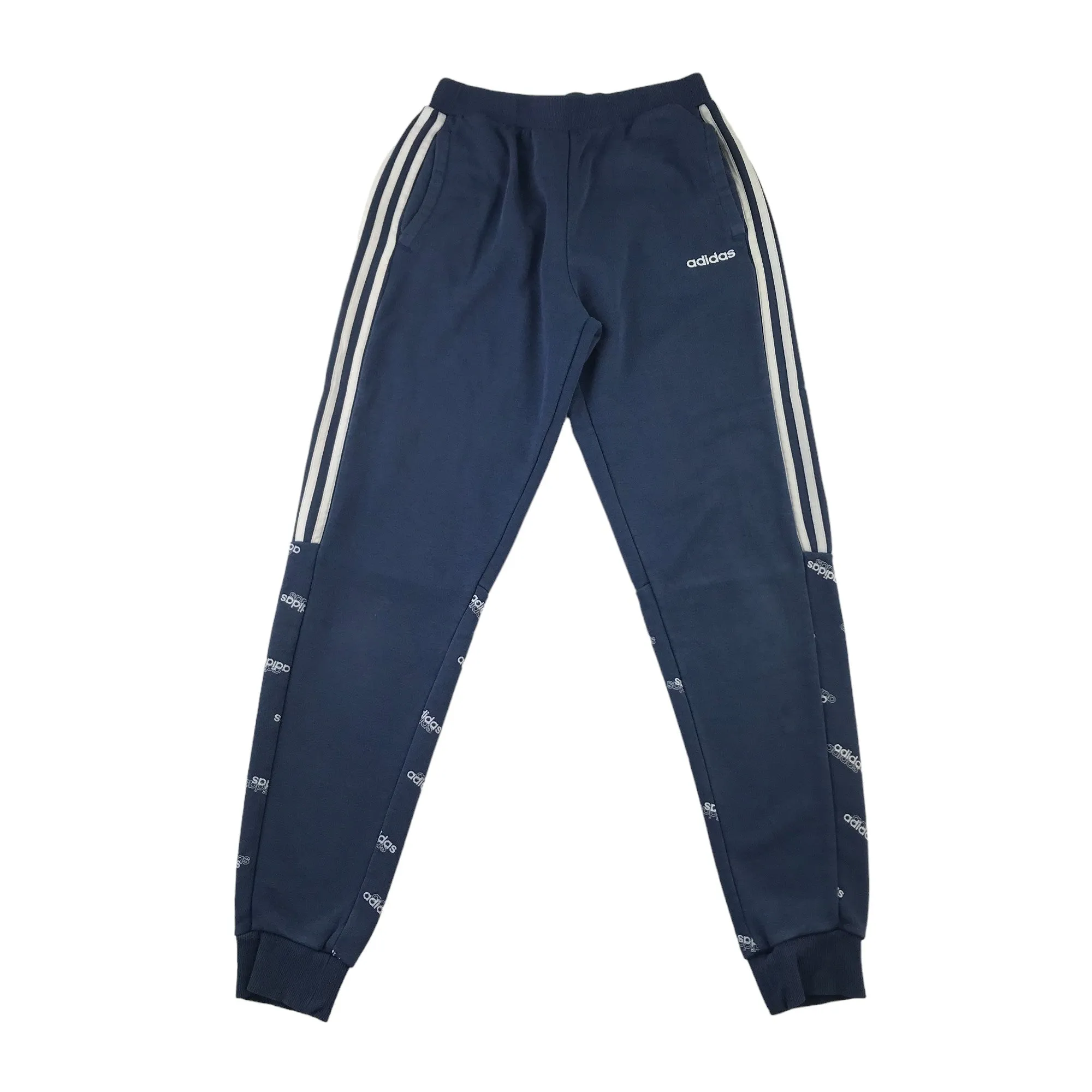 Adidas joggers 13 years blue three stripe and logo panels