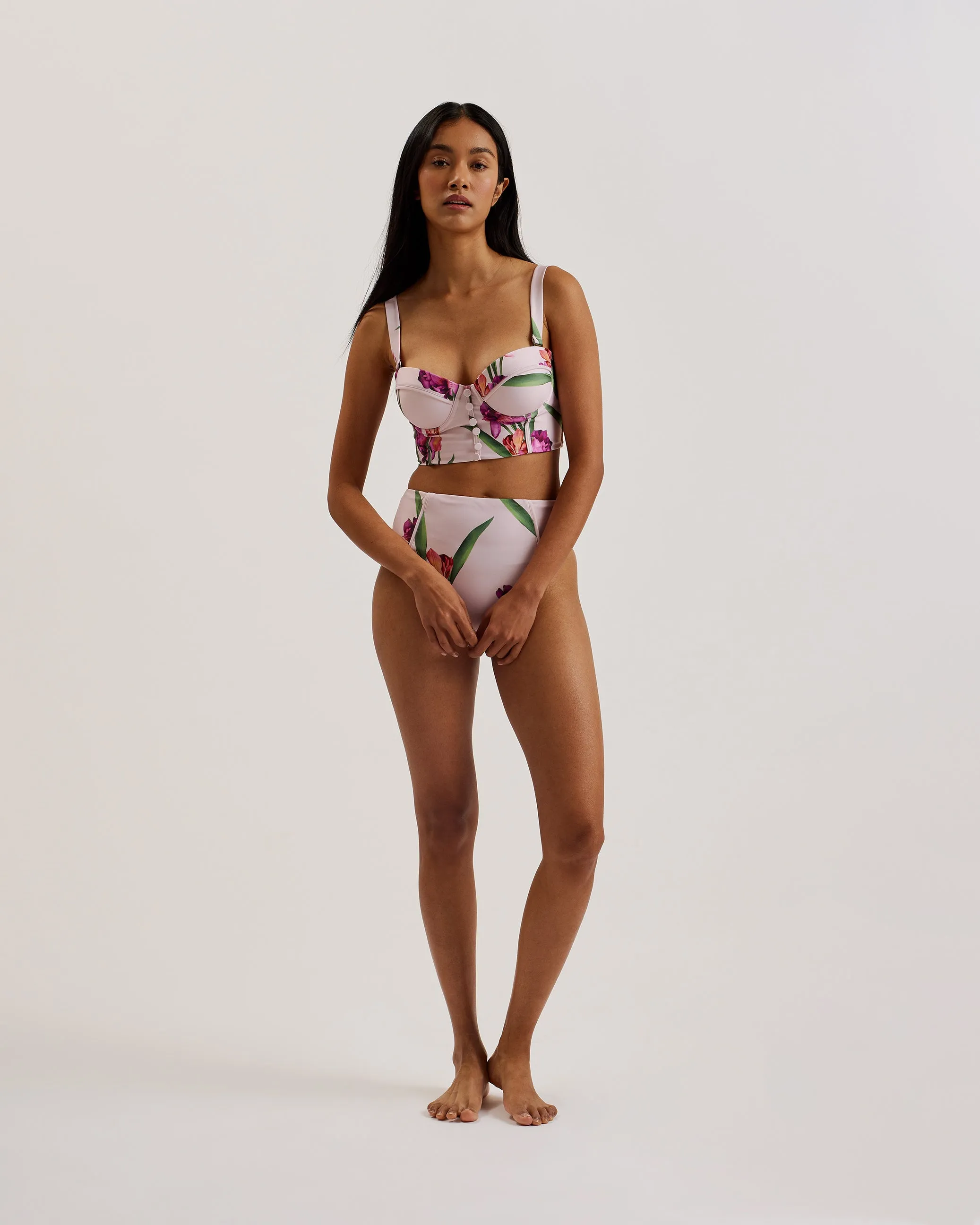 Allynaa Longline Cupped Bikini Top Lt-Pink