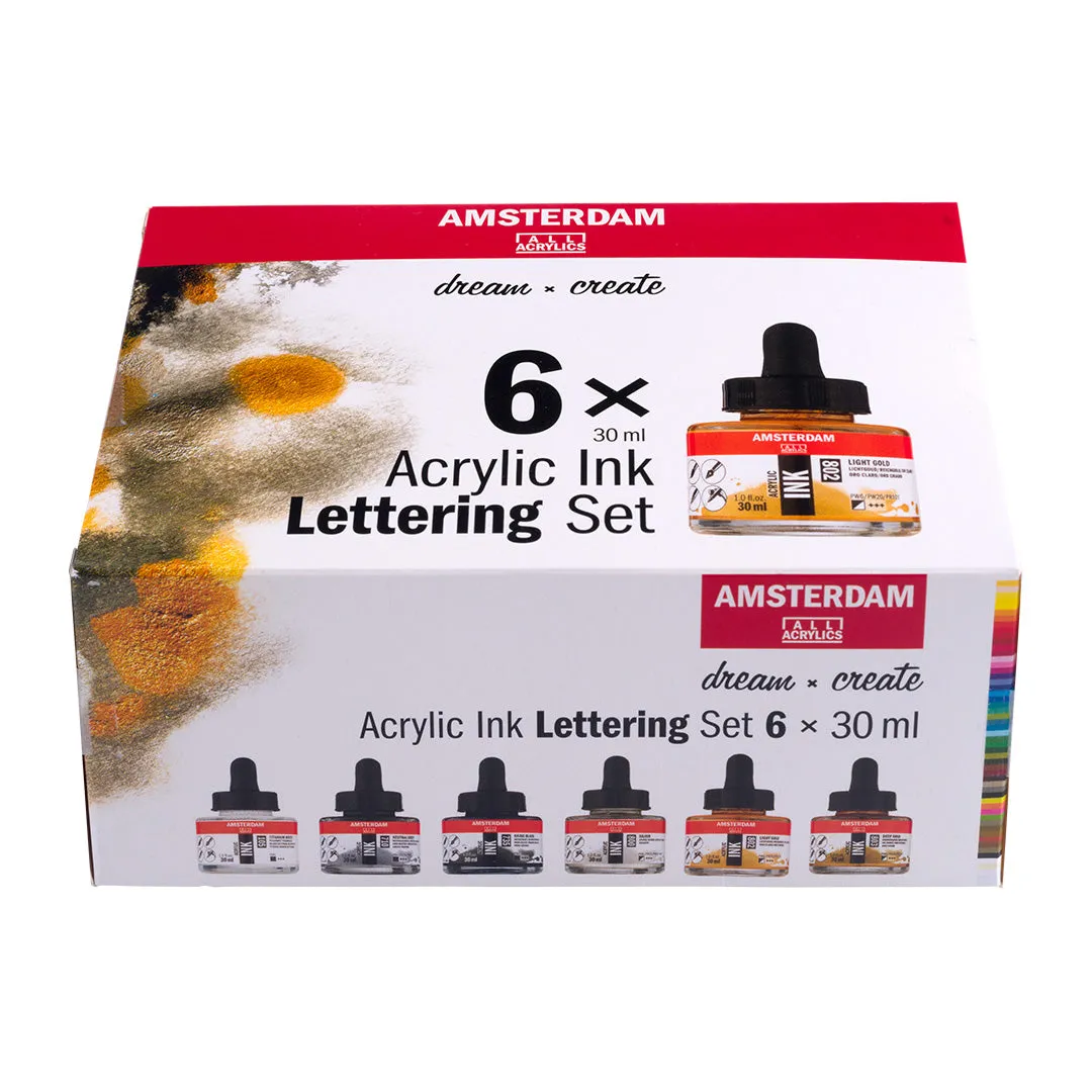 Amsterdam All Acrylics Acrylic Ink Lettering Set of 6 30ml