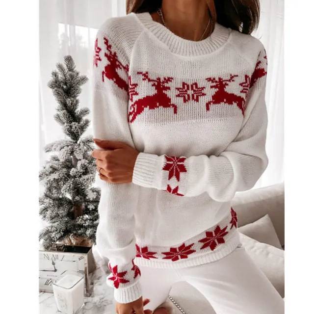 Amy Fashion - Christmas Knitted Long Pullover Sweater