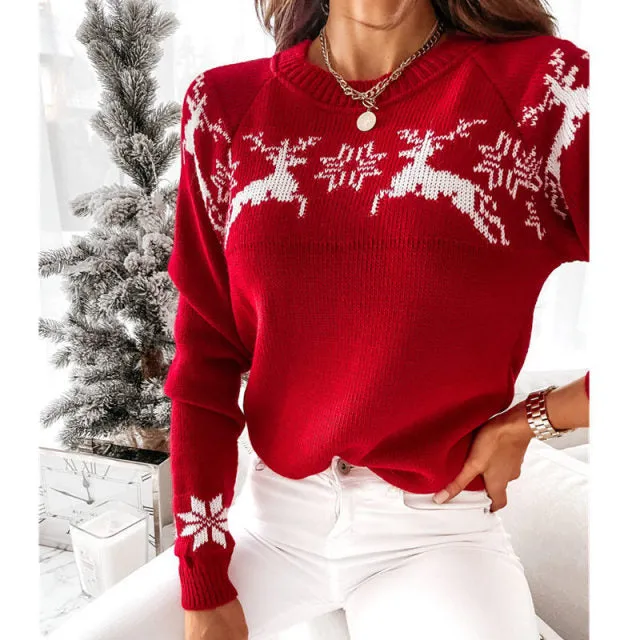 Amy Fashion - Christmas Knitted Long Pullover Sweater