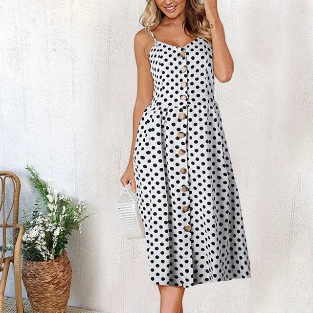 Amy Fashion - Cute Holiday Long Floral Print Midi Dresses