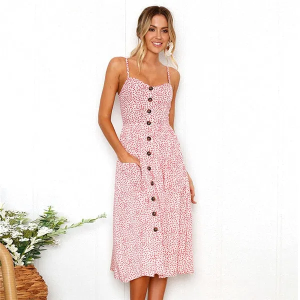 Amy Fashion - Cute Holiday Long Floral Print Midi Dresses