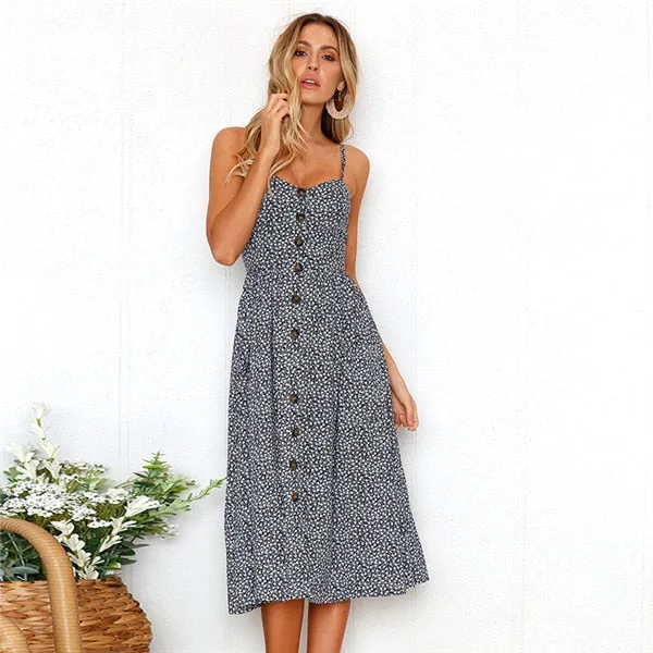 Amy Fashion - Cute Holiday Long Floral Print Midi Dresses