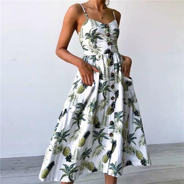 Amy Fashion - Cute Holiday Long Floral Print Midi Dresses