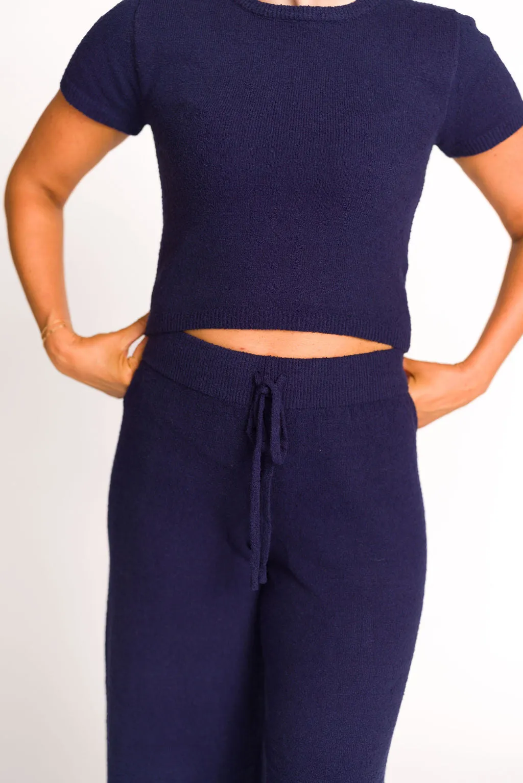 Andre Knit Top and Pants Set in Navy