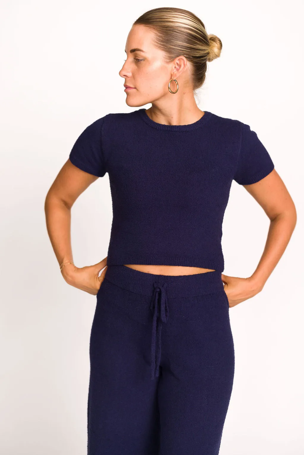 Andre Knit Top and Pants Set in Navy