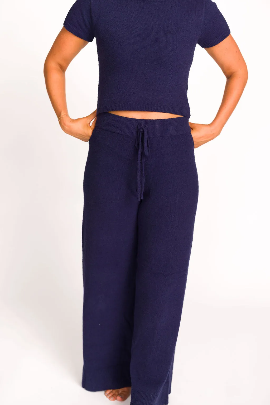 Andre Knit Top and Pants Set in Navy