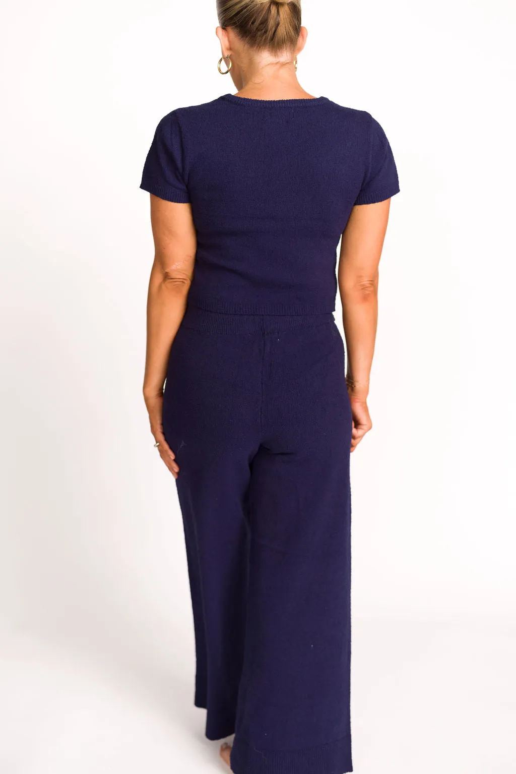 Andre Knit Top and Pants Set in Navy