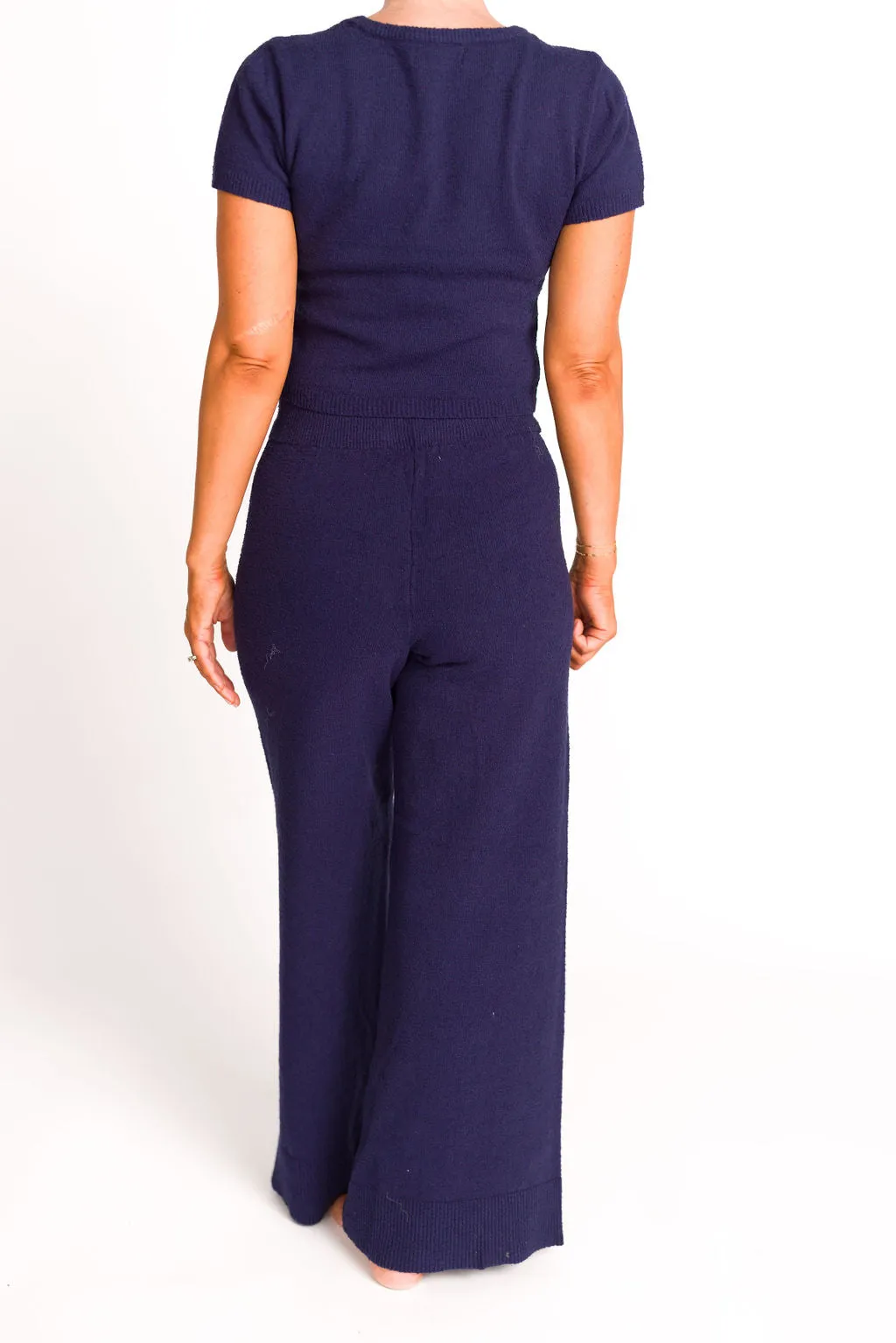 Andre Knit Top and Pants Set in Navy