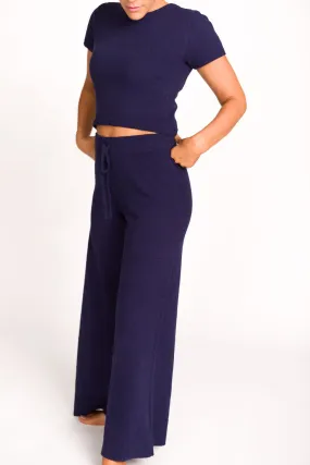 Andre Knit Top and Pants Set in Navy