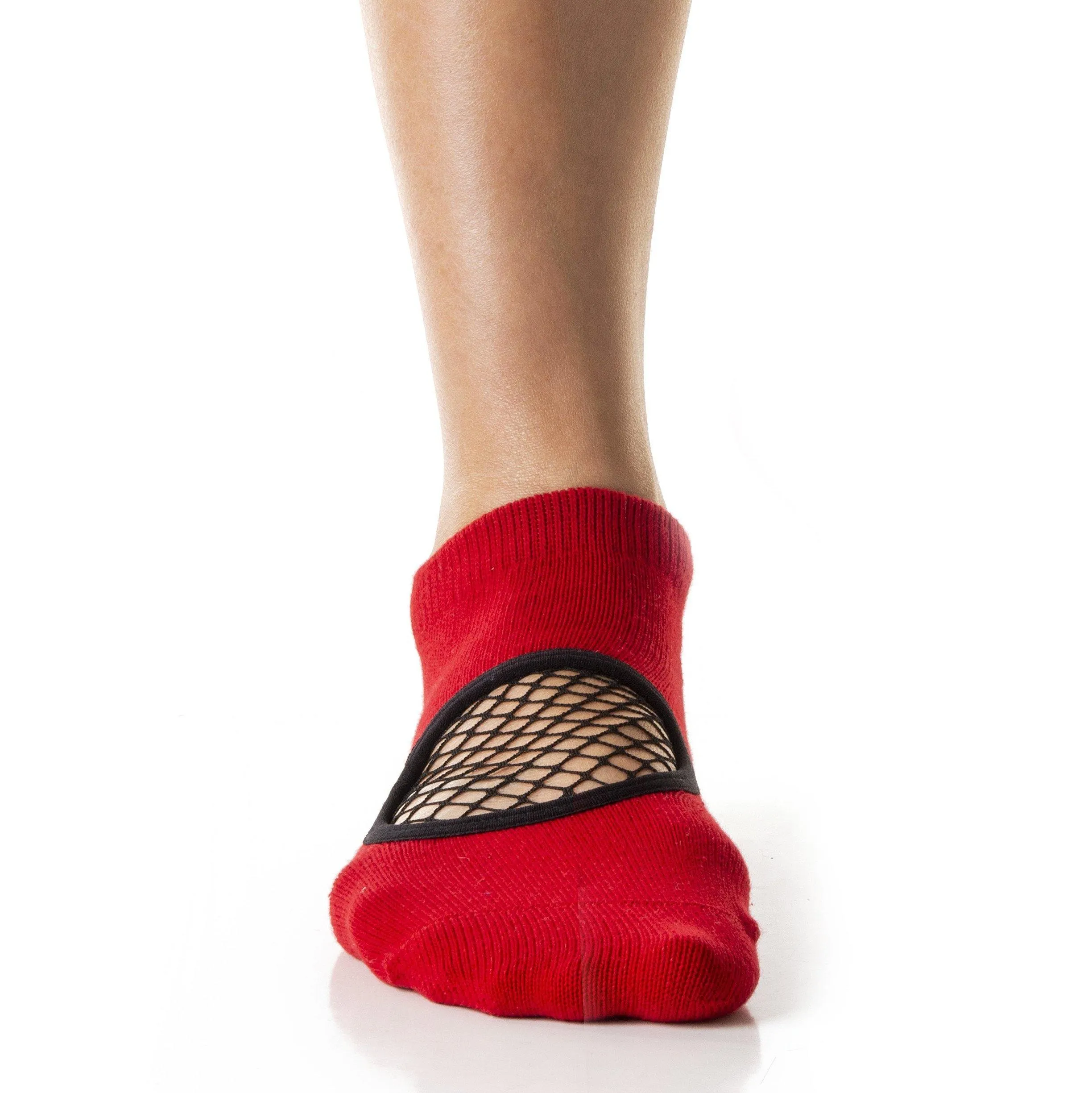 Arebesk Fishnet Grip Socks - Red (Barre / Pilates)