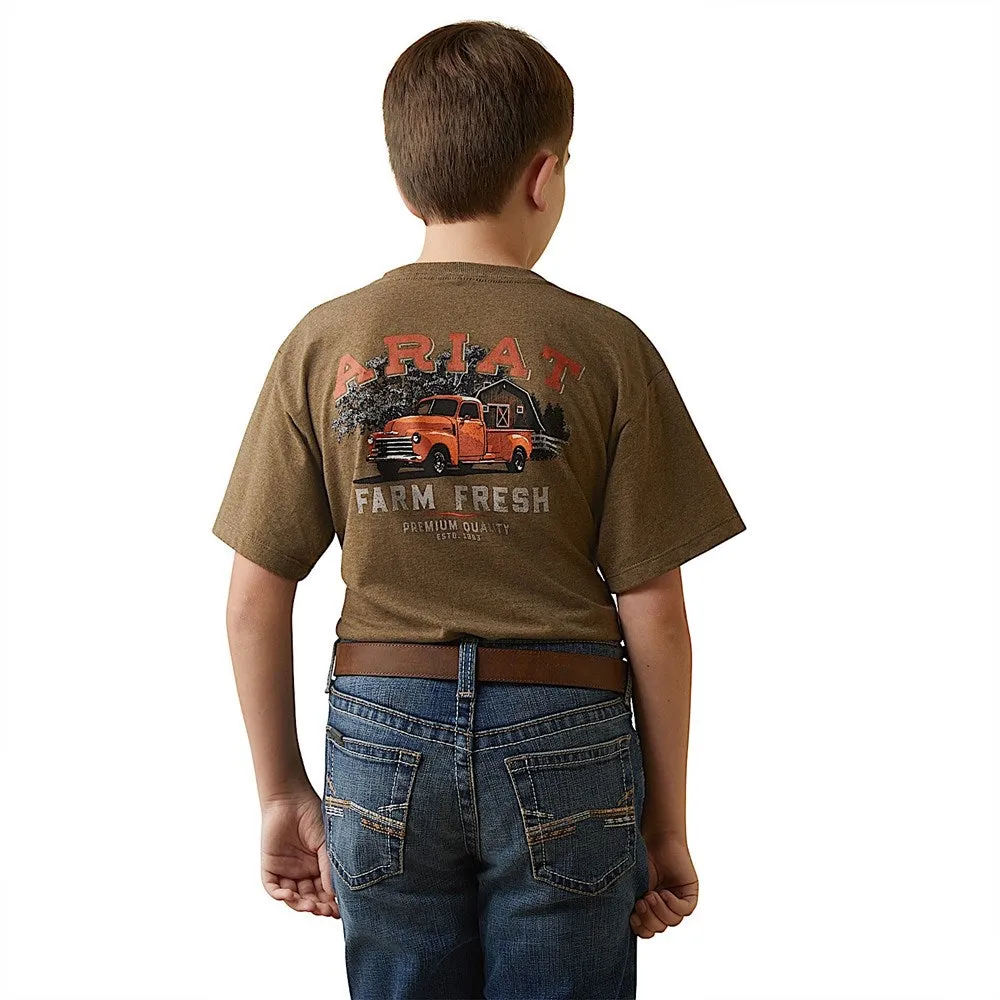 Ariat Boys Farm Truck T-Shirt Mocha Heather