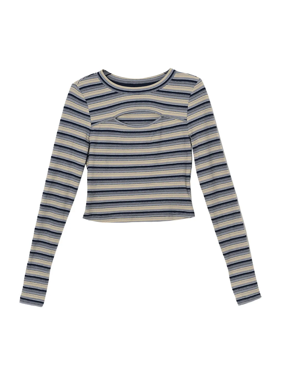 Ariya Crew Neck Hollow Striped Knit Top