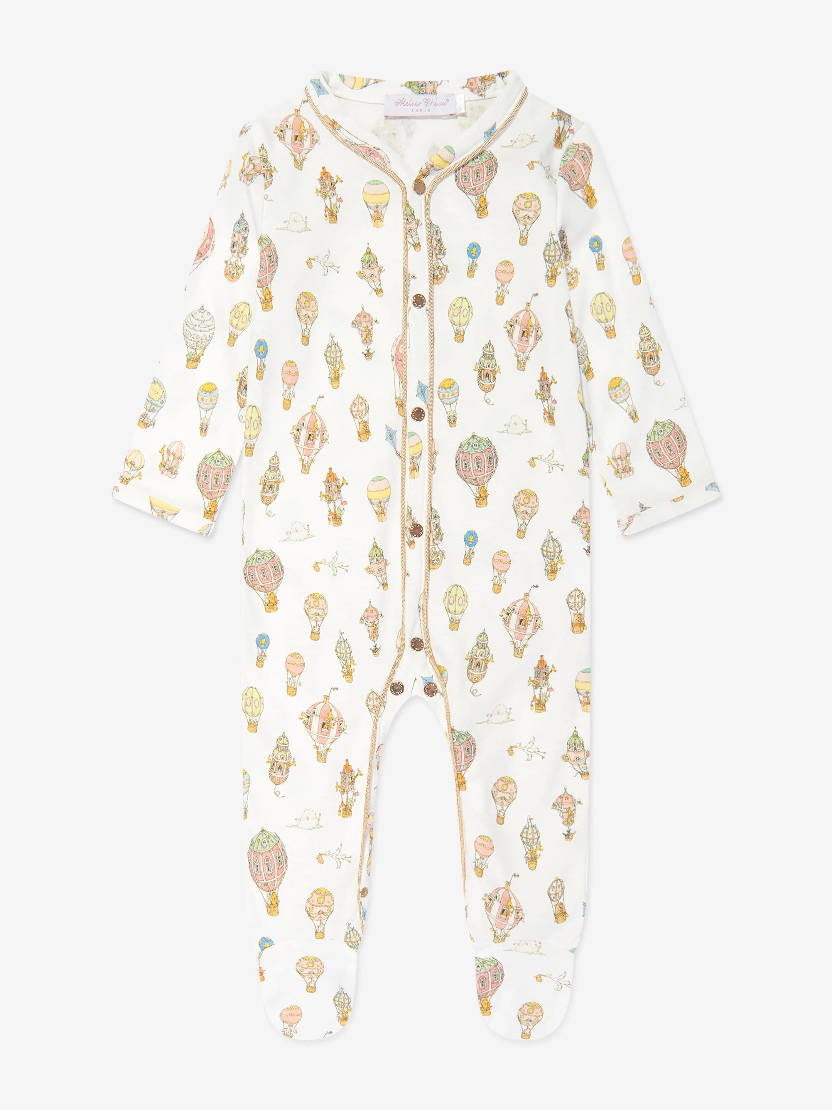 Atelier Choux Baby Balloons Playsuit Swaddle And Bib Set in White