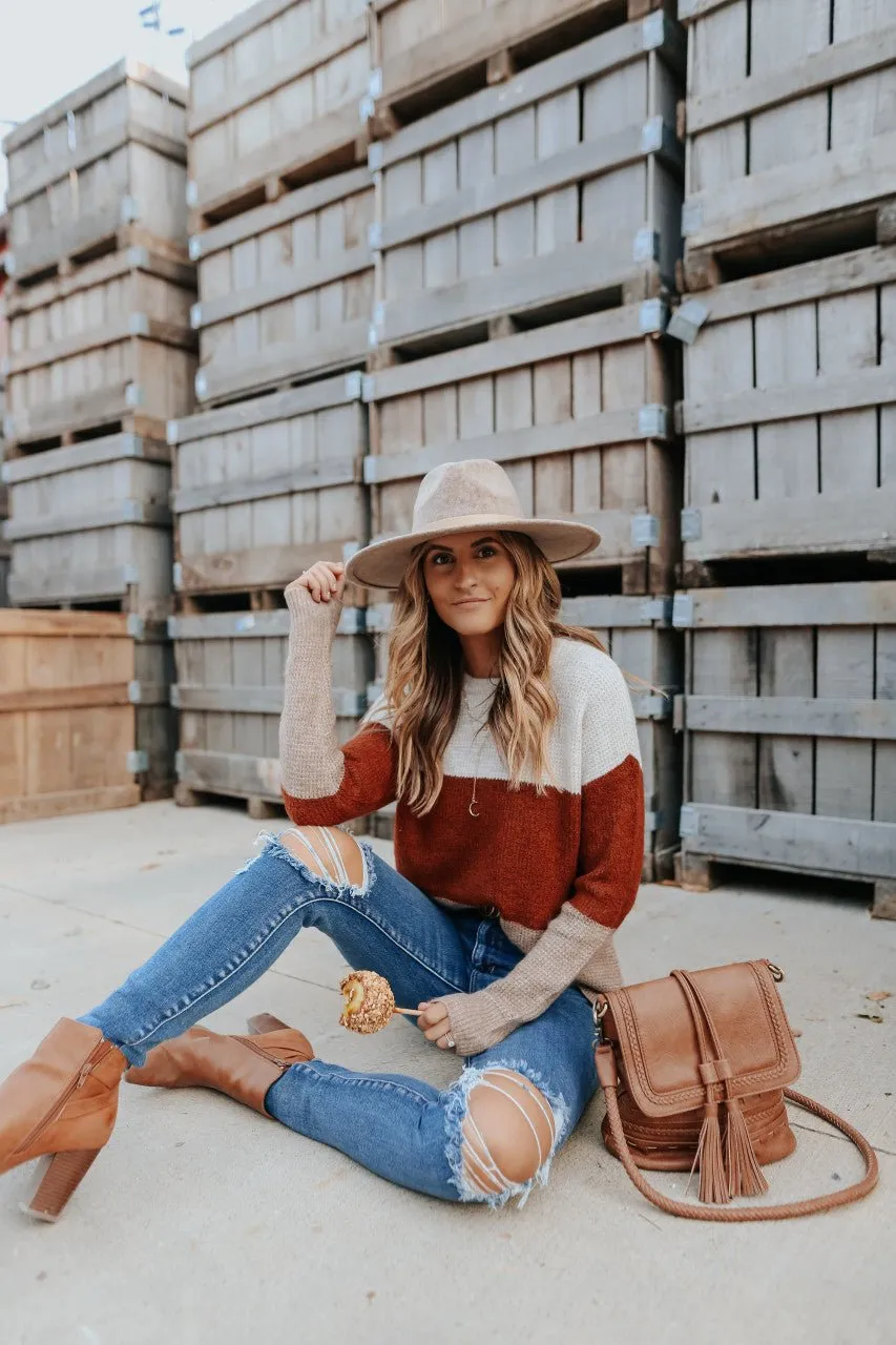 Autumn Ridge Colorblock Waffle Sweater