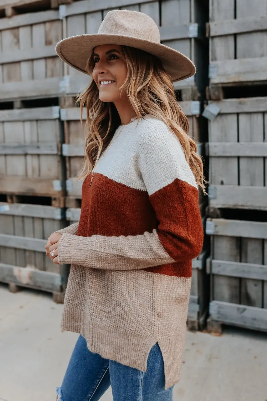 Autumn Ridge Colorblock Waffle Sweater