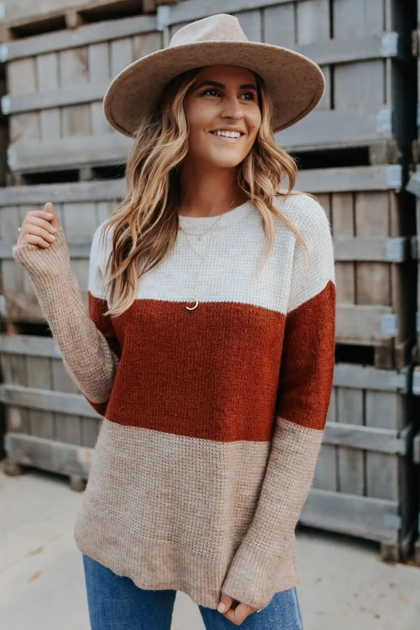 Autumn Ridge Colorblock Waffle Sweater