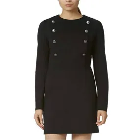 Avec Les Filles Nautical Button Ponte Sheath Dress Black XL