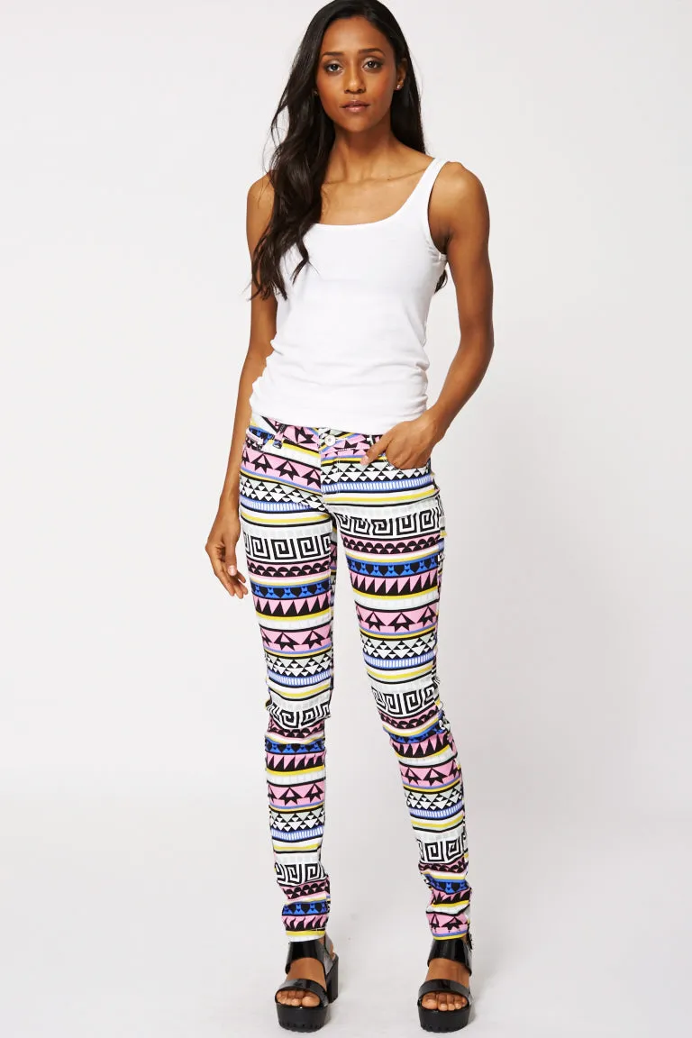 Aztec Print Skinny Jeans