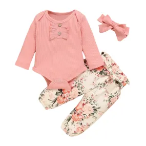 Baby Girl Frill Body Suit & Pants Set - Blush 'Floral'