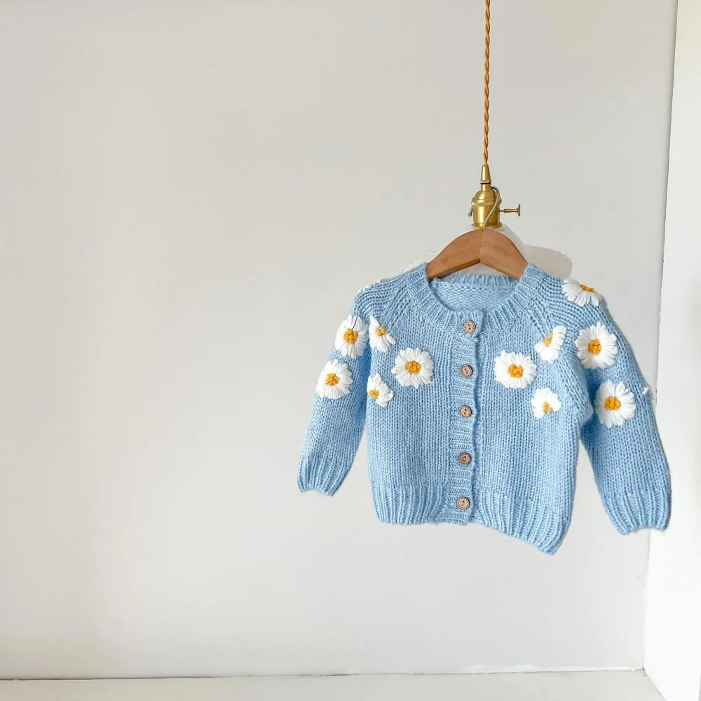 Baby Girls Daisy Embroidered Cardigan Wholesale Clothing Baby