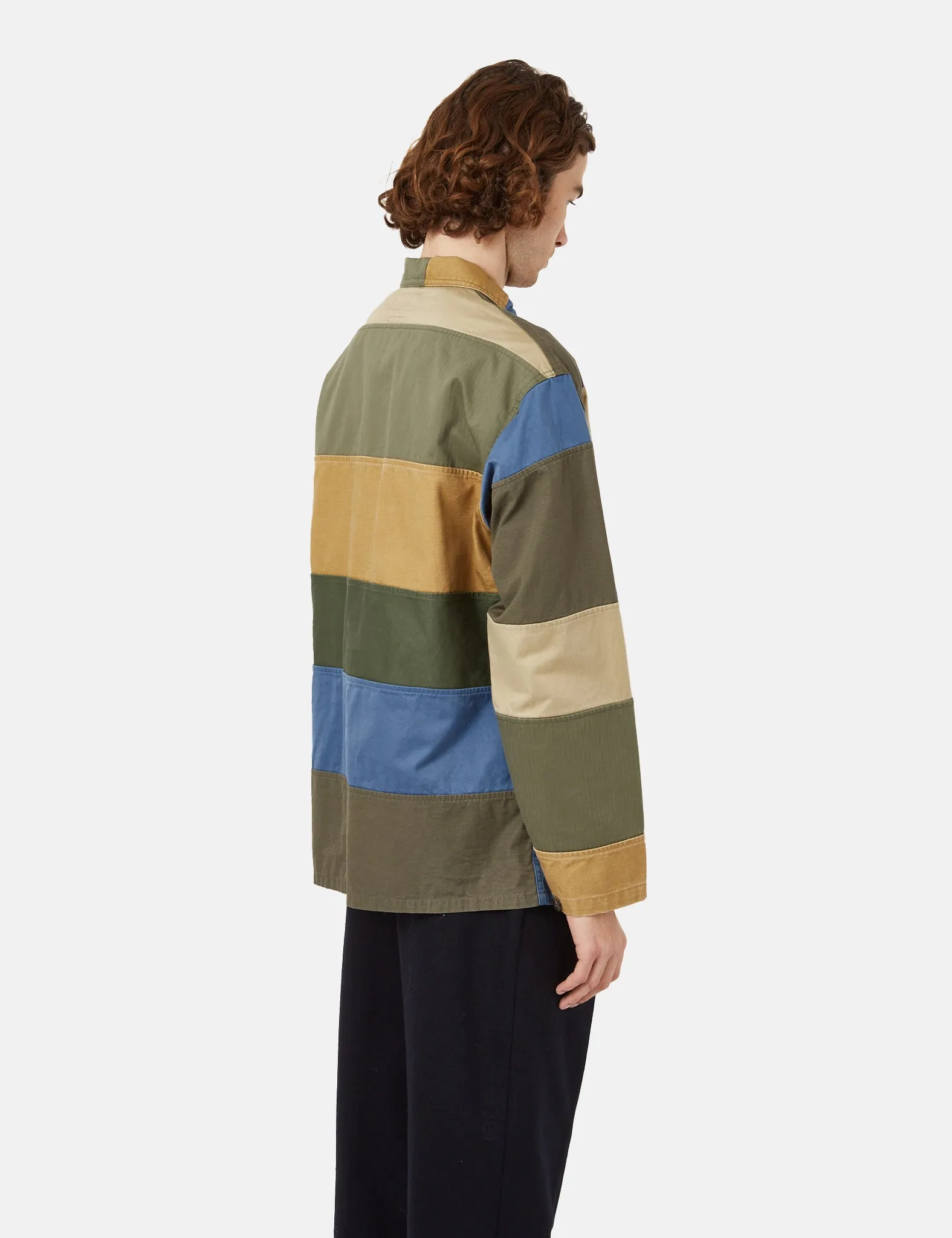 Beams Plus MIL Chore Jacket - Patchwork Green/Beige