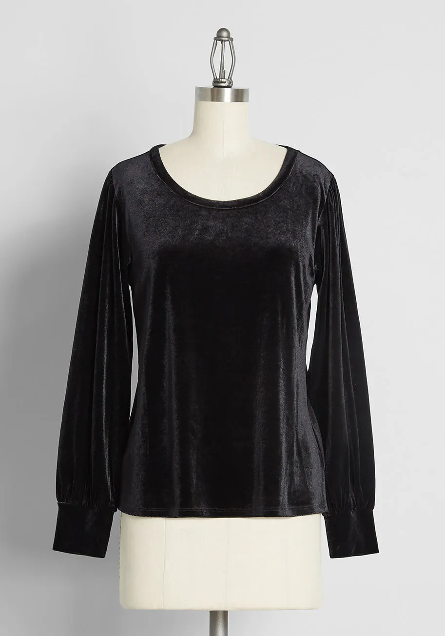 Beyond Basic Velvet Long Sleeve Top