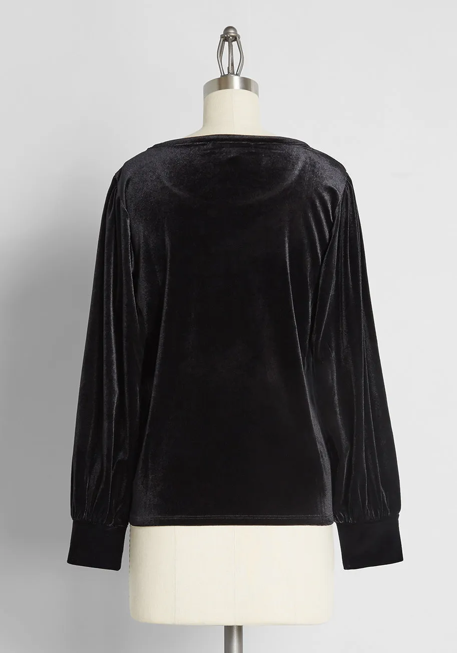 Beyond Basic Velvet Long Sleeve Top