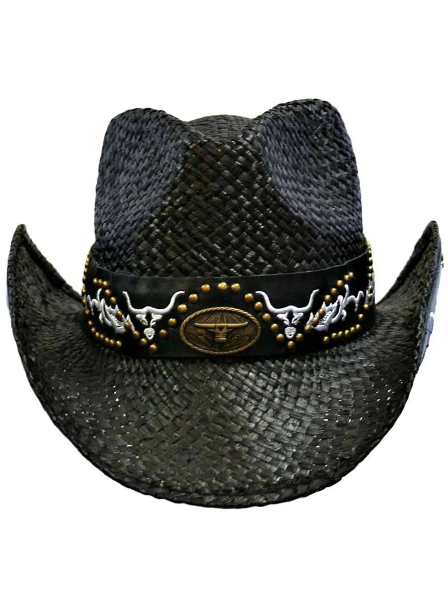 Black Cowboy Hat With Longhorn Western Hatband