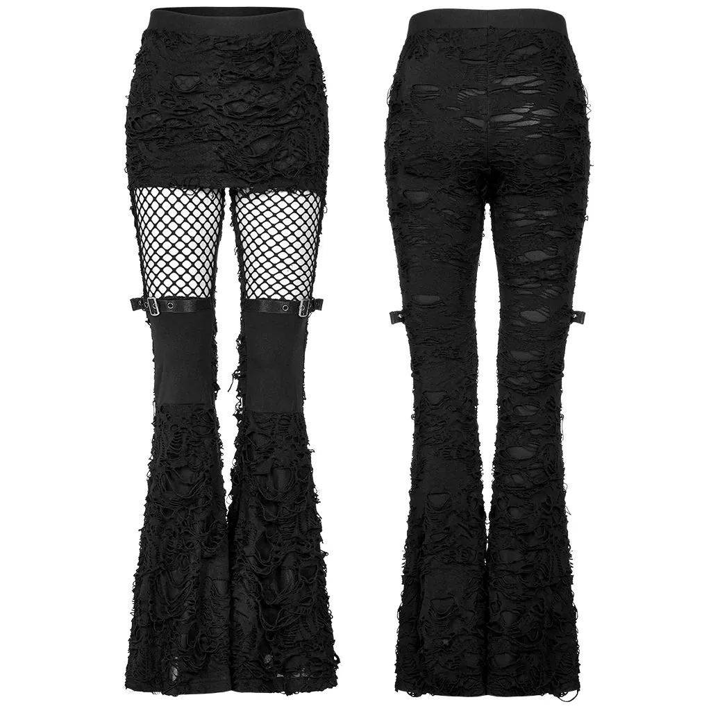 Black Flare Mesh Pants