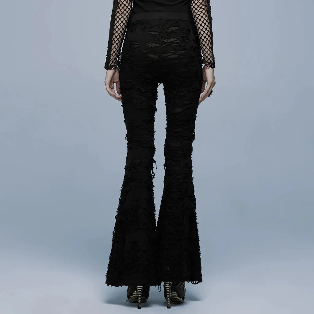 Black Flare Mesh Pants