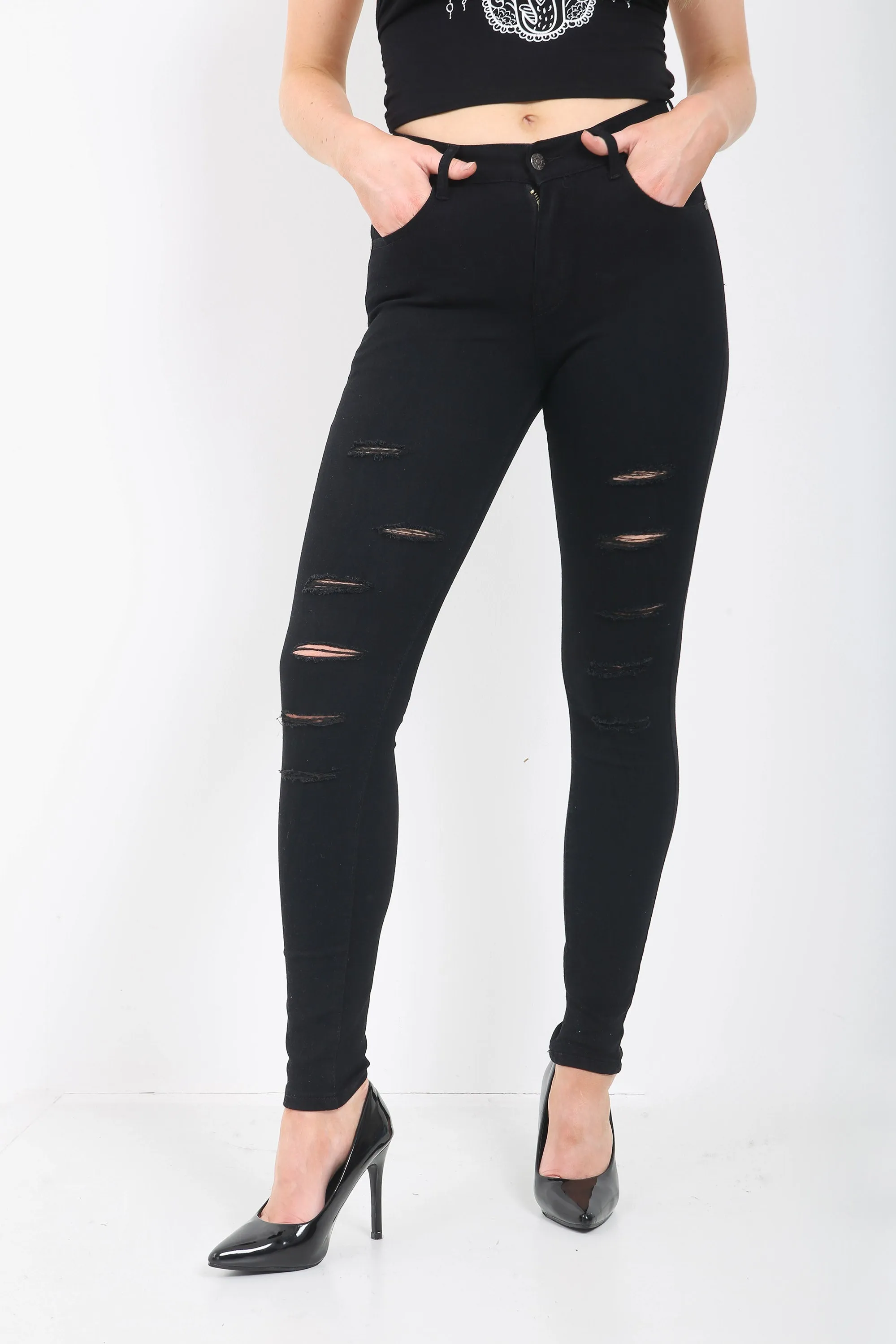 BLACK LADIES HIGH WAISTED JEANS