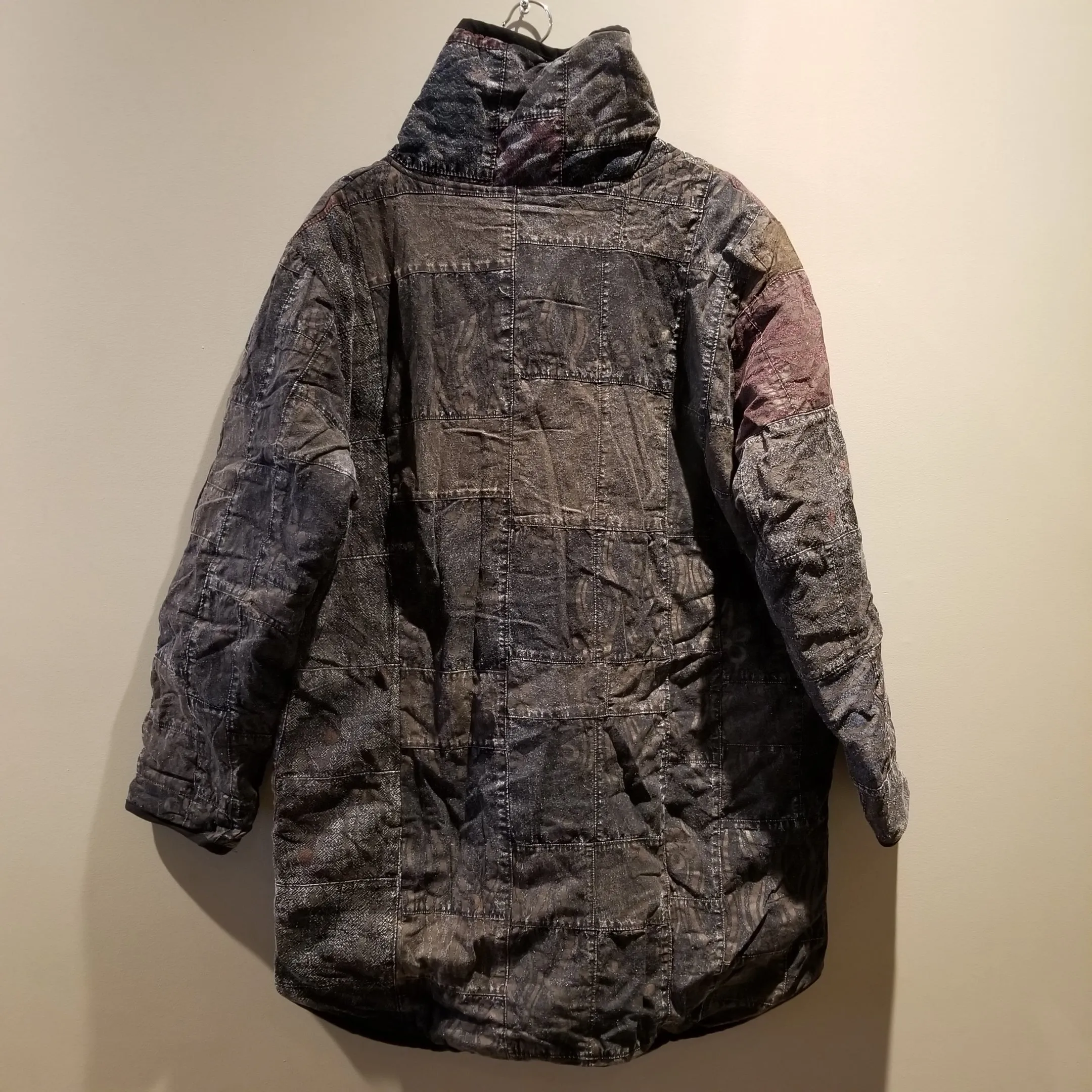 Black Stonewash Patchwork Winter Jacket 1of1