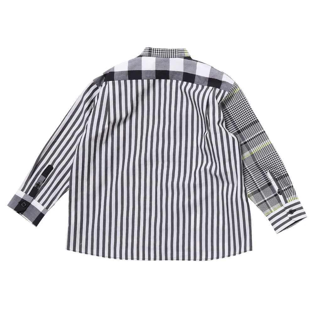 Black Stripe Mandarin Collar Shirt