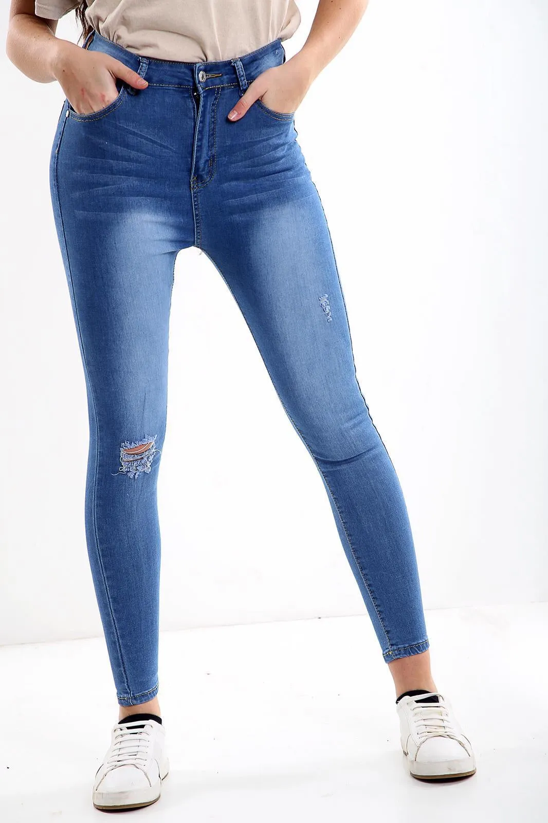 Blue Ladies High waisted jeans