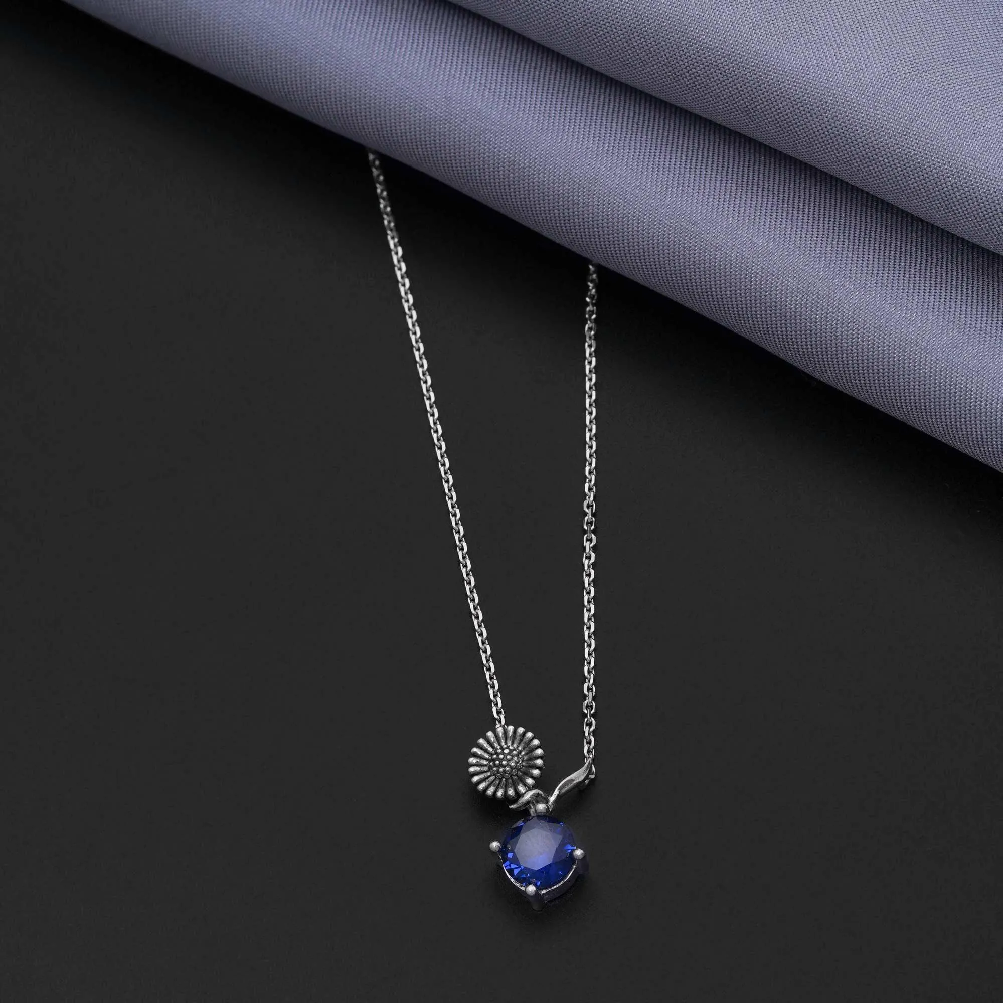 Blue Sapphire Marigold 92.5 Sterling Silver Chain