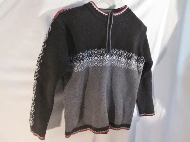 Boys Kids HANNA ANDERSSON Ethnic Nordic Knit Sweater 140 / 10 BLACK GRAY Ski Top