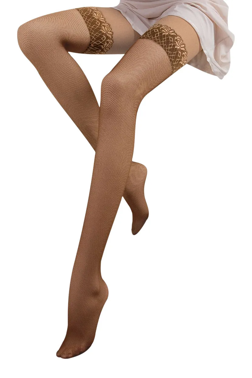 Brigitte Micro Rete 70 Sheer Compression Thigh Highs