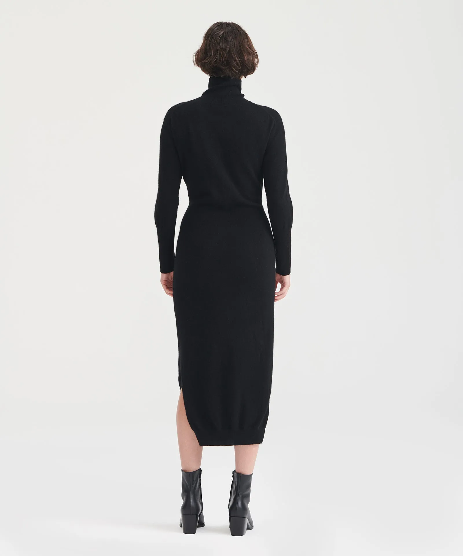 Cashmere Turtleneck Dress with Slits